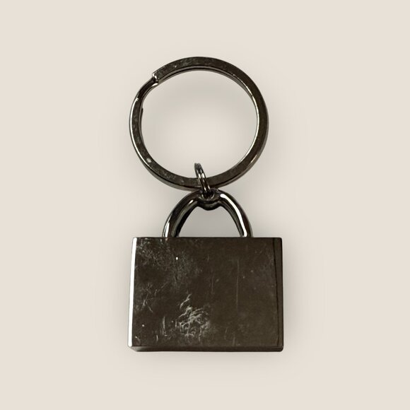 Premier Shopper Keychain Keyring Shopping Tote Shape Silver-Tone Metal - Picture 3 of 3